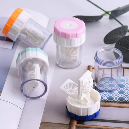 Lens case - 4 pieces - Contact lens holder - lens cleaning container - portable contact lens cleaner - contact lens cleaner - contact lens container cleaner - contact lens case - plastic - Manual contact lens cleaner - Travel storage set.