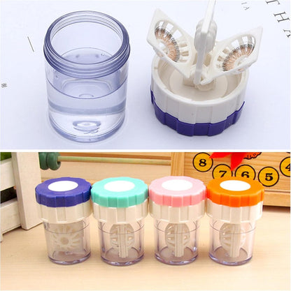 Lens case - 4 pieces - Contact lens holder - lens cleaning container - portable contact lens cleaner - contact lens cleaner - contact lens container cleaner - contact lens case - plastic - Manual contact lens cleaner - Travel storage set.