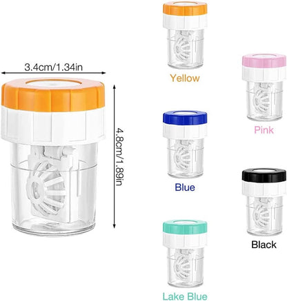 Lens case - 4 pieces - Contact lens holder - lens cleaning container - portable contact lens cleaner - contact lens cleaner - contact lens container cleaner - contact lens case - plastic - Manual contact lens cleaner - Travel storage set.