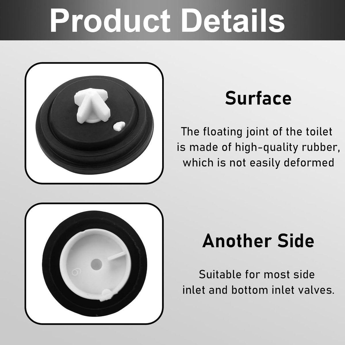 3 pieces - Toilet cistern drain valve - Flush tank inlet diaphragm - inlet diaphragms for toilet cistern - valve diaphragm - sealing diaphragm - toilet inlet float diaphragm rings - rings for toilet cisterns - WC drain seal - toilet accessories