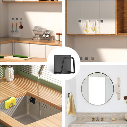 Sponge Holder - 2 Pieces - Self-Adhesive - Dishcloth Holder - Sink Sponge Holder - Sink Organizer - Sponge Holder - Wall Hook - Water Resistant - Sponge Holder for the Sink - for scrubbing cloths, dishcloths, exfoliants and strainer caps - Stainless Steel