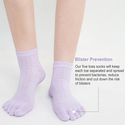 5 pairs of toe socks - Breathable - Round toe socks - Women - Orthopedic compression toe socks for women - Running socks - Yoga socks - Comfort socks - Cotton