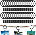 30 Pieces - Curtain Rings with Clips - Shower Curtain - Stainless Steel Curtain Rings - Metal Curtain Hooks - Curtain Rod Ring - for Shower and Window Curtains - Black