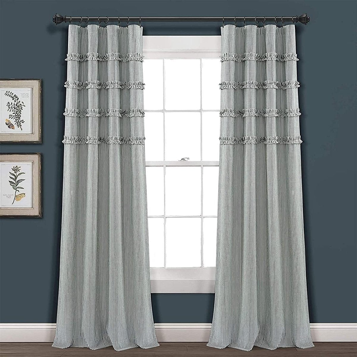 30 Pieces - Curtain Rings with Clips - Shower Curtain - Stainless Steel Curtain Rings - Metal Curtain Hooks - Curtain Rod Ring - for Shower and Window Curtains - Black