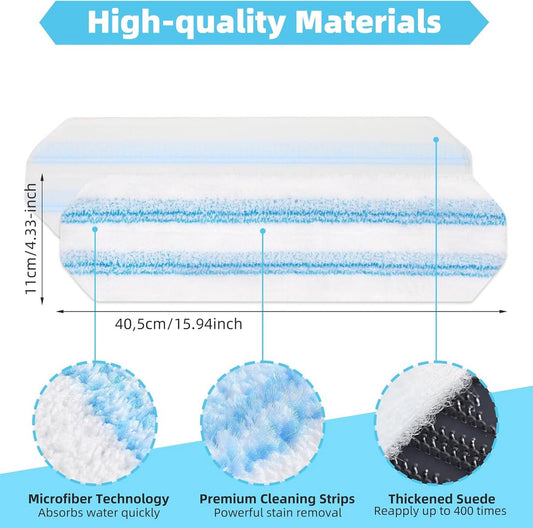 6-piece replacement mop pad set suitable for O Cedar H2prO mop system, suitable for Vileda H2PrO Flat Mop Refill Kit - mop head replacement - replacement mop pads - machine washable, reusable, easy to install, for all hard floors