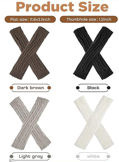 4 pairs of knitted arm warmer gloves - winter sleeves - winter long fingerless mittens - gloves - thumbhole gloves for men and women