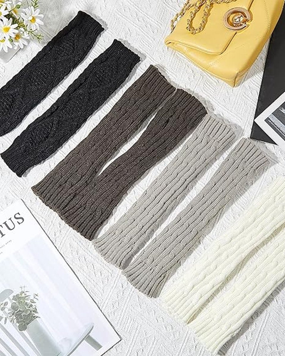 4 pairs of knitted arm warmer gloves - winter sleeves - winter long fingerless mittens - gloves - thumbhole gloves for men and women