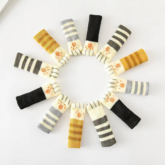 24 pieces - Furniture socks - Chair leg protectors - Floor protectors - Chair leg socks - Chair leg caps - cat paw chair socks - knitted non-slip chair leg floor protectors - sound-dampening furniture socks for hardwood floors - 6 sets