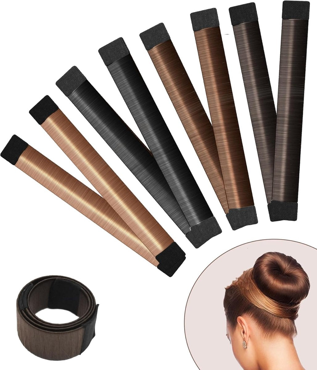 4-piece bun maker - Magic hairband - For children and women - DIY styler - Easily create a ballerina hairstyle - Create a perfect bun - Hairband - Bun - Bun maker for long hair - Four different colors.