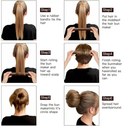 4-piece bun maker - Magic hairband - For children and women - DIY styler - Easily create a ballerina hairstyle - Create a perfect bun - Hairband - Bun - Bun maker for long hair - Four different colors.
