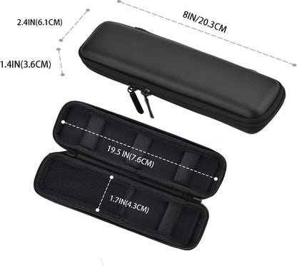 Hard-shell EVA pencil case - Zippered pencil case - Storage bag - Stationery box - Makeup bag - Portable - Multifunctional - Holder for Executive fountain pen and stylus, touch pen, USB cables - For adults, girls and boys - Black - 20*6*4 cm