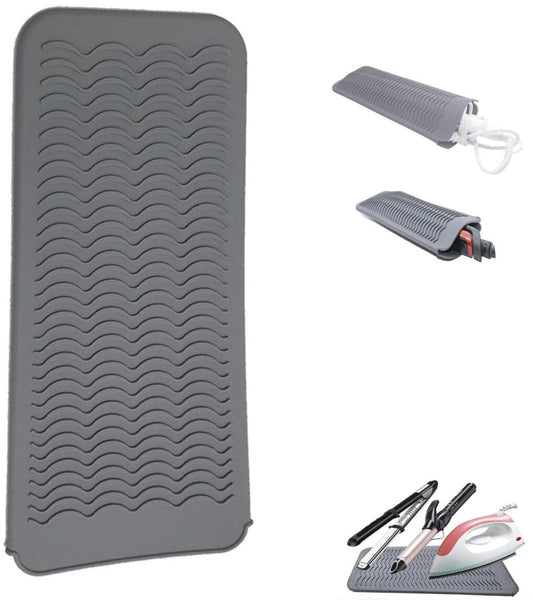 Heat-resistant mat - Heat-resistant pads - Heat mat - Silicone case - - Silicone protective pads - Curling iron mat - Straightener mat - storage bag - storage pouch - for curling irons, straighteners, and hair styling tools - 286*142*9mm - grey.