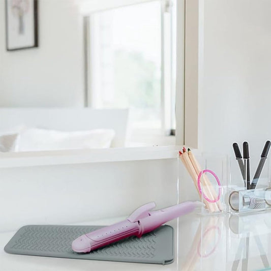 Heat-resistant mat - Heat-resistant pads - Heat mat - Silicone case - - Silicone protective pads - Curling iron mat - Straightener mat - storage bag - storage pouch - for curling irons, straighteners, and hair styling tools - 286*142*9mm - grey.