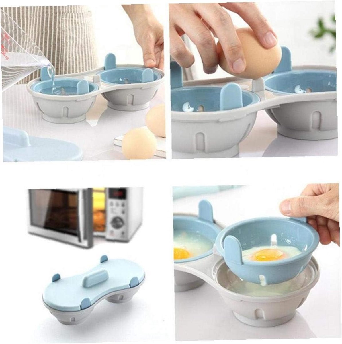 Microwave Egg Cooker - Egg Cooker - Egg Maker - 22*11*8 cm - Microwave egg cooker with 2 cavities - Poached Egg Maker - Poached Egg poacher - poached egg cups - Egg poacher - Egg Poaching Pan - Cooking Utensils - kitchen tools - blue