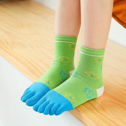 5 pairs - Toe socks - toe socks - Women's toe socks - cotton socks - sports socks - yoga socks - separate toe socks - soft and breathable cotton socks - toe-separated cotton socks - socks with floral pattern
