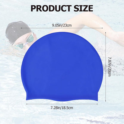 pieces - swimming cap - 23*20 cm - silicone swimming caps - hearing protection - waterproof swimming hat - keep dry for long and short hair - unisex swimming caps - for adults, children and juniors - black and blue.