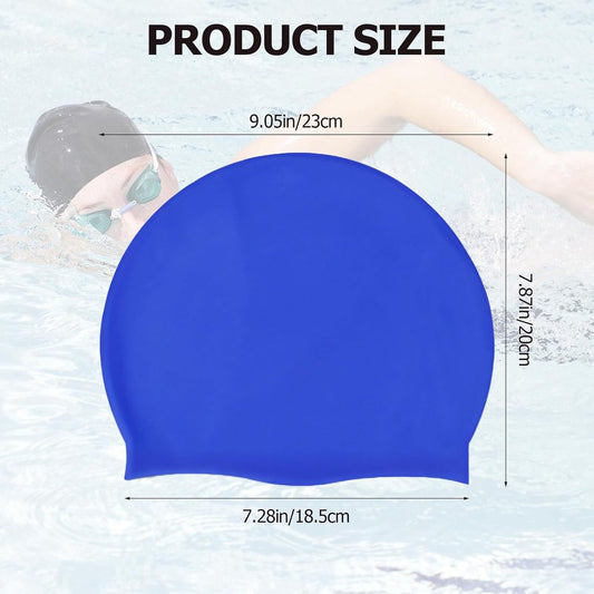 pieces - swimming cap - 23*20 cm - silicone swimming caps - hearing protection - waterproof swimming hat - keep dry for long and short hair - unisex swimming caps - for adults, children and juniors - black and blue.