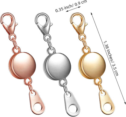 12 pieces - Magnetic jewelry clasps - lockable magnetic jewelry clasps - magnetic clasp - round chain clasps - bracelet extenders - for jewelry making, gift projects - gold, silver, rose gold