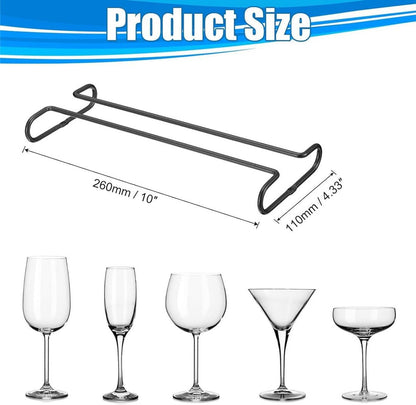 Wine glass holder - Glass hooks for shelf - Iron glass holder for glasses - Wall display holder - Hanging glass holders - Metal hanging glass holder - Display rack - hooks - for bars, wine cabinets, cupboards, kitchens, restaurants - 26*11.5 cm - black