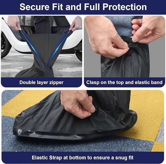 Waterproof overshoes - 1 pair - Overshoes - Rain shoe cover - Shoe covers - Rainproof - Rain boot covers - with zipper - with reflective strips - for rain, snow and mud - Sizes 37-39 - Size M - black.