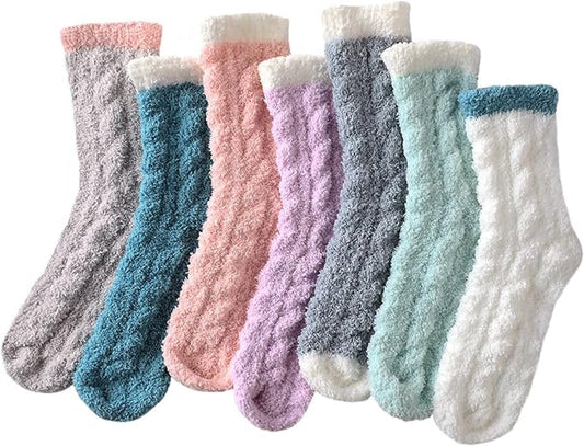 7 Pairs - Warm Winter Socks - socks - cartoon socks - Women's House Socks - Women's Fuzzy Socks - House Socks - Thick socks - Winter Warm Cozy Socks - Soft socks - keep warm - coral fleece - Size 36-40.