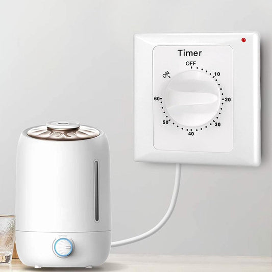 Countdown Switch - 60 minutes - Countdown timer switch - Mechanical countdown timer socket - time switch - timer light switch - with timer - timer socket - for bathroom extractor fan, garage, laundry room, storage room or spa - white.