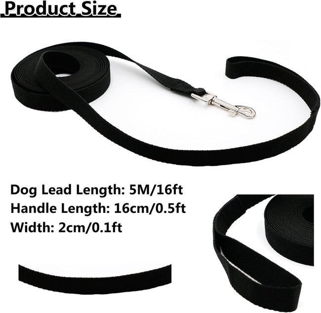 5m*2cm - Dog Leash - Dog Training Leash - Pet Leash - Waterproof - With wrist strap and 360Â° carabiner - long leash - leash - robust - Pet Supplies - for medium and large dogs - for obedience training - black Main Image