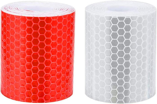 Reflective Tape - Reflection Tape - R2 rolls 5cm Ã 3 Meters - Self-Adhesive - Reflective Tape - Reflective Tape Self-Adhesive Sticker High Visibility - For Vehicles Cars Trailers Bicycles Helmets - White & Red.