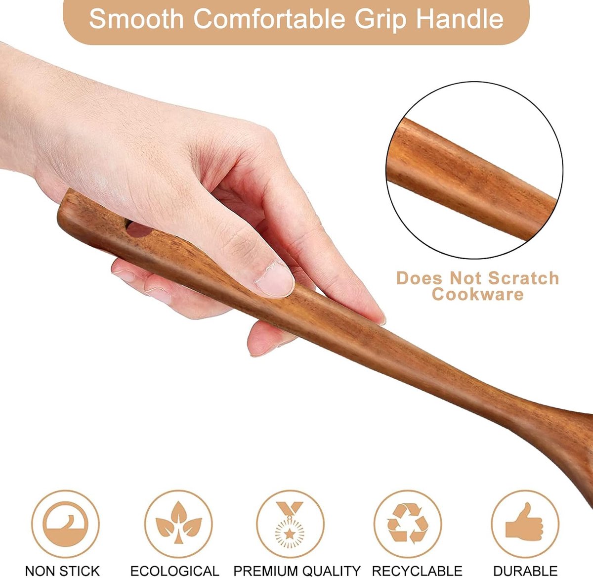 2 pieces - 33*6.5 cm - wooden spatulas - cooking utensil set - wok spatulas - spatula - kitchen utensils - flat wok pancake spatula - kitchen accessories - non-stick pan - brown