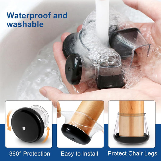28 Pieces Chair Leg Protectors - Silicone Protective Caps - Chair Leg Protectors - Round Medium Silicone Chair Cushion - Anti-Scratch Felt - Furniture Cushions - Chair Leg Protectors - Carpet Chair Leg Cushions (fit: 20.1-30 mm) - Floor Protection - Black