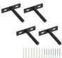 4 pieces - concealed floating shelf brackets - 3 inch - silver - shelves - floating shelf support brackets - steel - wall mounting - screws and plugs included - T-brackets for shelves - for floating wooden shelves - black - 76 mm