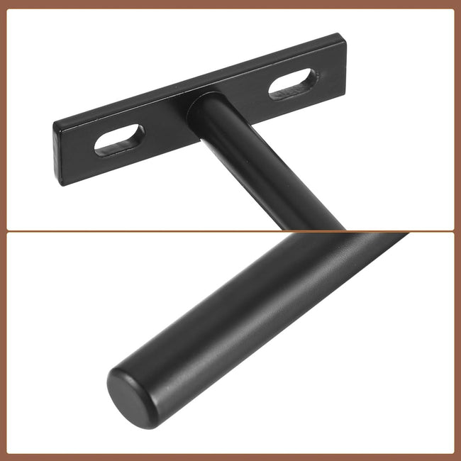 4 pieces - concealed floating shelf brackets - 3 inch - silver - shelves - floating shelf support brackets - steel - wall mounting - screws and plugs included - T-brackets for shelves - for floating wooden shelves - black - 76 mm Main Image