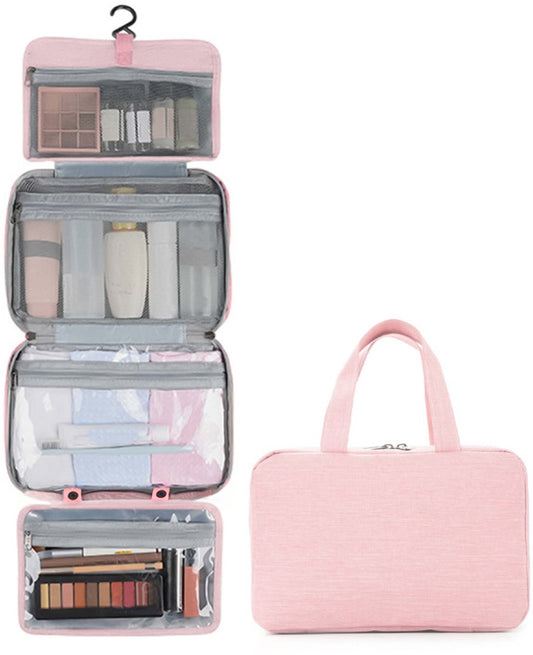 Toiletry bag - Portable hanging toiletry bag - foldable travel toiletry bag - large foldable travel bag - travel makeup bag - storage bag - with 4 compartments - waterproof toiletry bag - unisex - for vacation, shower, camping and travel - 27*18*8 cm - pi.