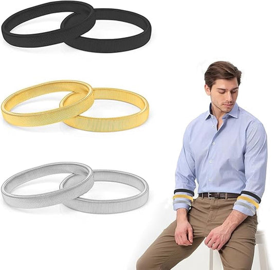 Sleeve Holder - 3 Pairs - Sleeve Holder - Sleeve Holders for Women and Men - Classic - Elastic - Women and Men - Sleeve Holders - Unisex Elastic Bracelets - Metal Sleeve Holders - Anti-Slip Bracelet.