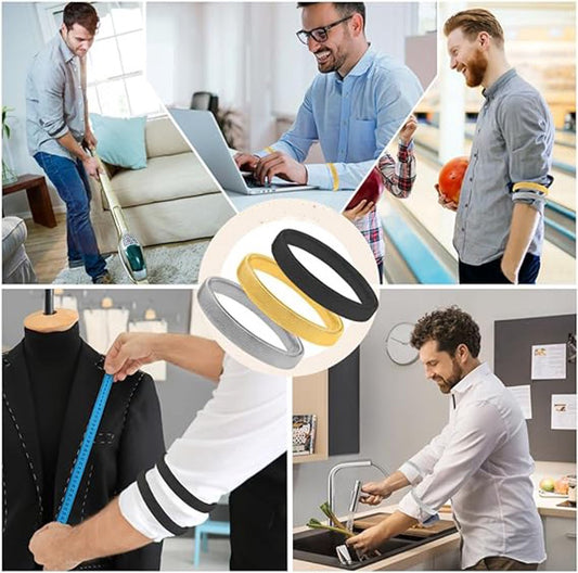 Sleeve Holder - 3 Pairs - Sleeve Holder - Sleeve Holders for Women and Men - Classic - Elastic - Women and Men - Sleeve Holders - Unisex Elastic Bracelets - Metal Sleeve Holders - Anti-Slip Bracelet.