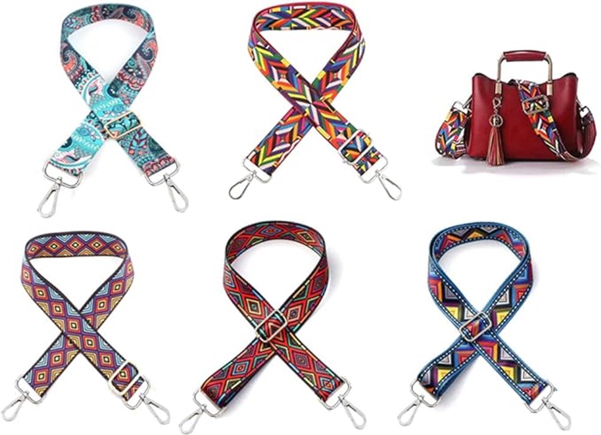 Bag Strap - 4-Piece Shoulder Strap - Adjustable Bag Strap - Bagstrap - Bag Strap - Colorful Ethnic Style Strap - shoulder strap for bag - Shoulder Strap - bag strap bag strap - Front Shoulder Strap Handbag Canvas Bags DIY Accessories Unisex.