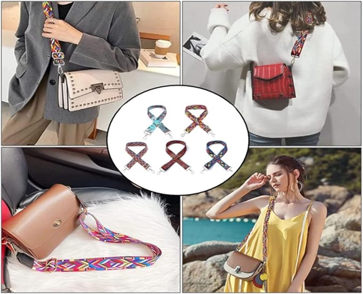 Bag Strap - 4-Piece Shoulder Strap - Adjustable Bag Strap - Bagstrap - Bag Strap - Colorful Ethnic Style Strap - shoulder strap for bag - Shoulder Strap - bag strap bag strap - Front Shoulder Strap Handbag Canvas Bags DIY Accessories Unisex.