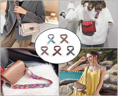 Bag Strap - 4-Piece Shoulder Strap - Adjustable Bag Strap - Bagstrap - Bag Strap - Colorful Ethnic Style Strap - shoulder strap for bag - Shoulder Strap - bag strap bag strap - Front Shoulder Strap Handbag Canvas Bags DIY Accessories Unisex.
