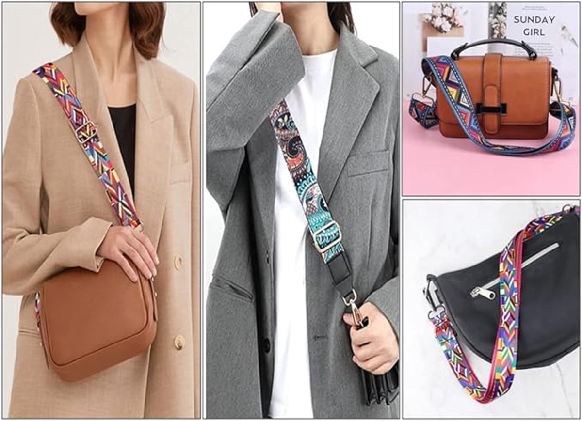 Bag Strap - 4-Piece Shoulder Strap - Adjustable Bag Strap - Bagstrap - Bag Strap - Colorful Ethnic Style Strap - shoulder strap for bag - Shoulder Strap - bag strap bag strap - Front Shoulder Strap Handbag Canvas Bags DIY Accessories Unisex.