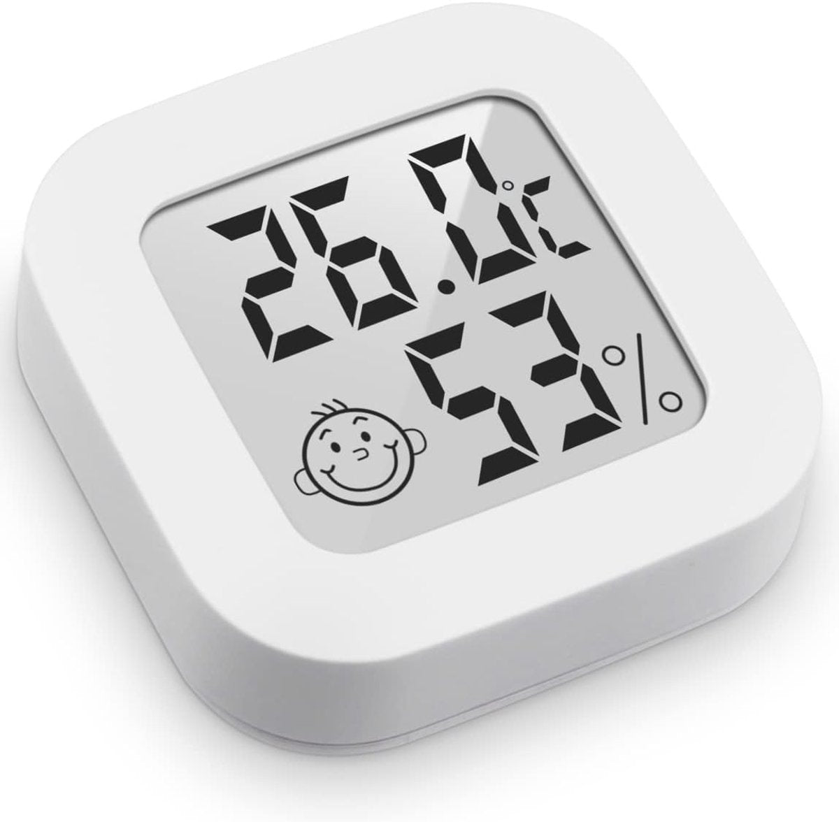 Mini digital indoor thermometer - Weather station - Thermometer - Highly accurate temperature monitor - Indoor thermometer - Hygrometer - Thermo-hygrometer - Comfort level indicator - White.