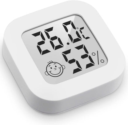 Mini digital indoor thermometer - Weather station - Thermometer - Highly accurate temperature monitor - Indoor thermometer - Hygrometer - Thermo-hygrometer - Comfort level indicator - White.
