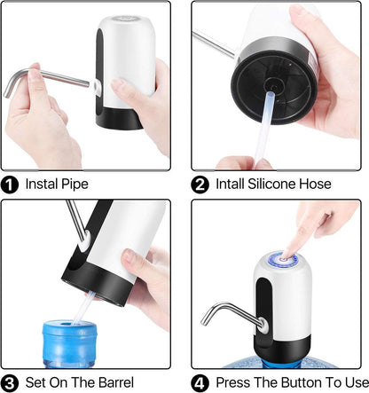 Electric water pump - Portable water pump - Water pump - Water bottle dispenser - detachable electric pump - for desk, countertop, kitchen and office - white - 7.2*7.2*12.5 cm.