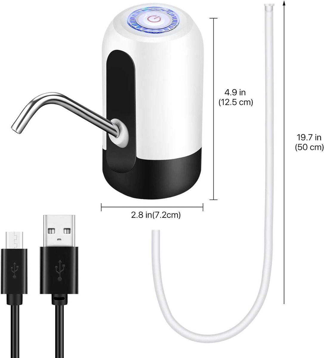 Electric water pump - Portable water pump - Water pump - Water bottle dispenser - detachable electric pump - for desk, countertop, kitchen and office - white - 7.2*7.2*12.5 cm.