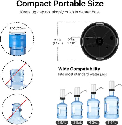 Electric water pump - Portable water pump - Water pump - Water bottle dispenser - detachable electric pump - for desk, countertop, kitchen and office - white - 7.2*7.2*12.5 cm.