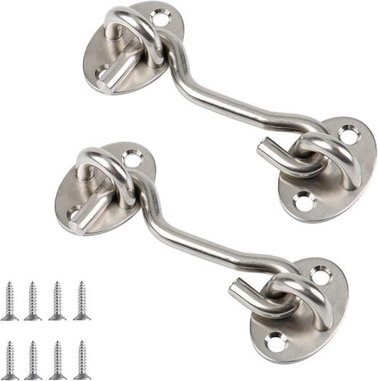 2 pieces - Wind hook - 3 inch - Wind hooks - Door hinges - Door bolt - Hinge - barn door hook - hook and eye bolt - cabin hooks and eye bolt - swivel window hook - door hooks - lock - for sliding door, bedroom, bathroom - 75*39 mm - silver
