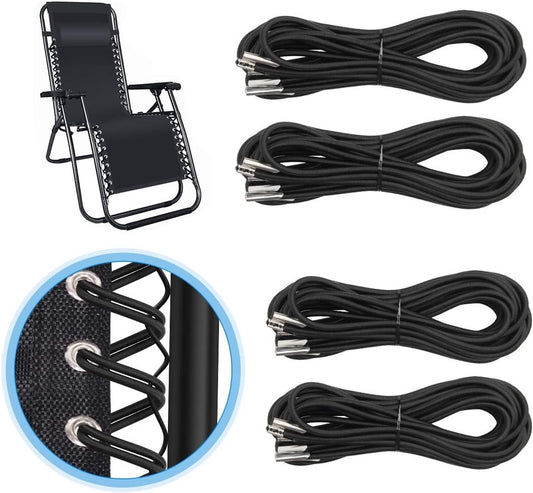 4 pieces - replacement cords - 1.4m and 2.2m - replacement rope for lounge chair - replacement rope for the chair - replacement elastic cords - accessories for recliners - for sun loungers and garden chairs - black