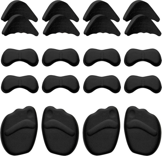 10 pairs - heel cushions - lining cushions - high heel insoles - insoles for loose shoes, metatarsals and adjustable toe fillers - insoles for oversized shoes - women's and men's - prevent heel pain and blisters - black.