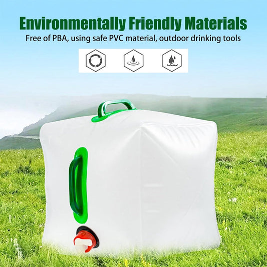 20L - Water tank - Foldable water tank - Foldable water bag - Foldable water container with tap - Portable foldable water bottle - Hydration bag - Camping hydration bag - Easy to store - Travel-friendly - With 2 handles - 28*28*26 cm.