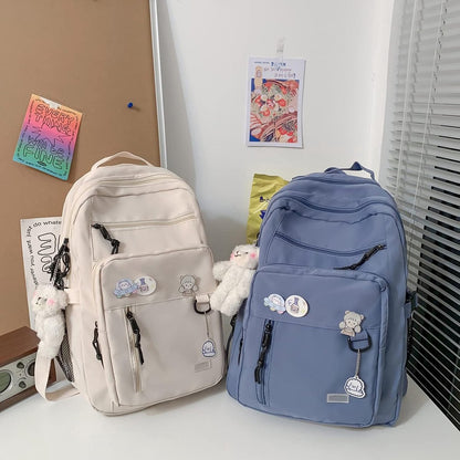 backpack - backpack for girl - Waterproof Girl Backpack - School backpack - boys' backpack - women's backpack - lightweight school bag - School bag - Girls' School Student School Bag - Backpacks - Teenagers - Large capacity school backpacks - White