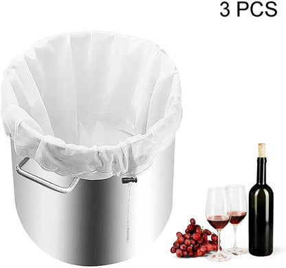 3 pieces - Filter bags - Brew filter bags - Brew bags - Filter Mesh Bags - Strainer cloth - Drawstring filter bags - Fine mesh sieve bags - Reusable - Fine mesh filter wine bag - Beer press - With fine mesh sieve and drawstring closure - 46*40 cm